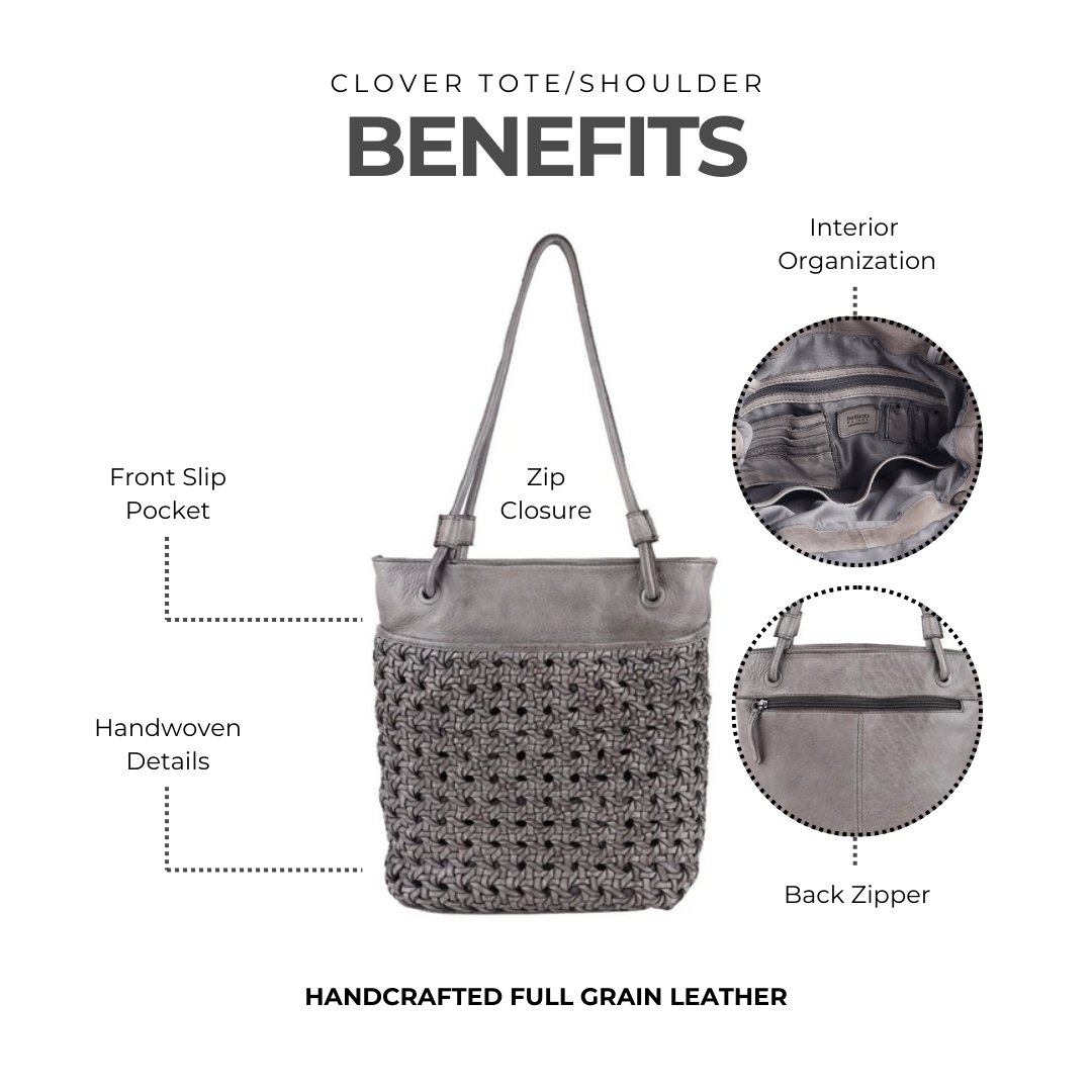 Clover Leather Tote Bag - Image 3