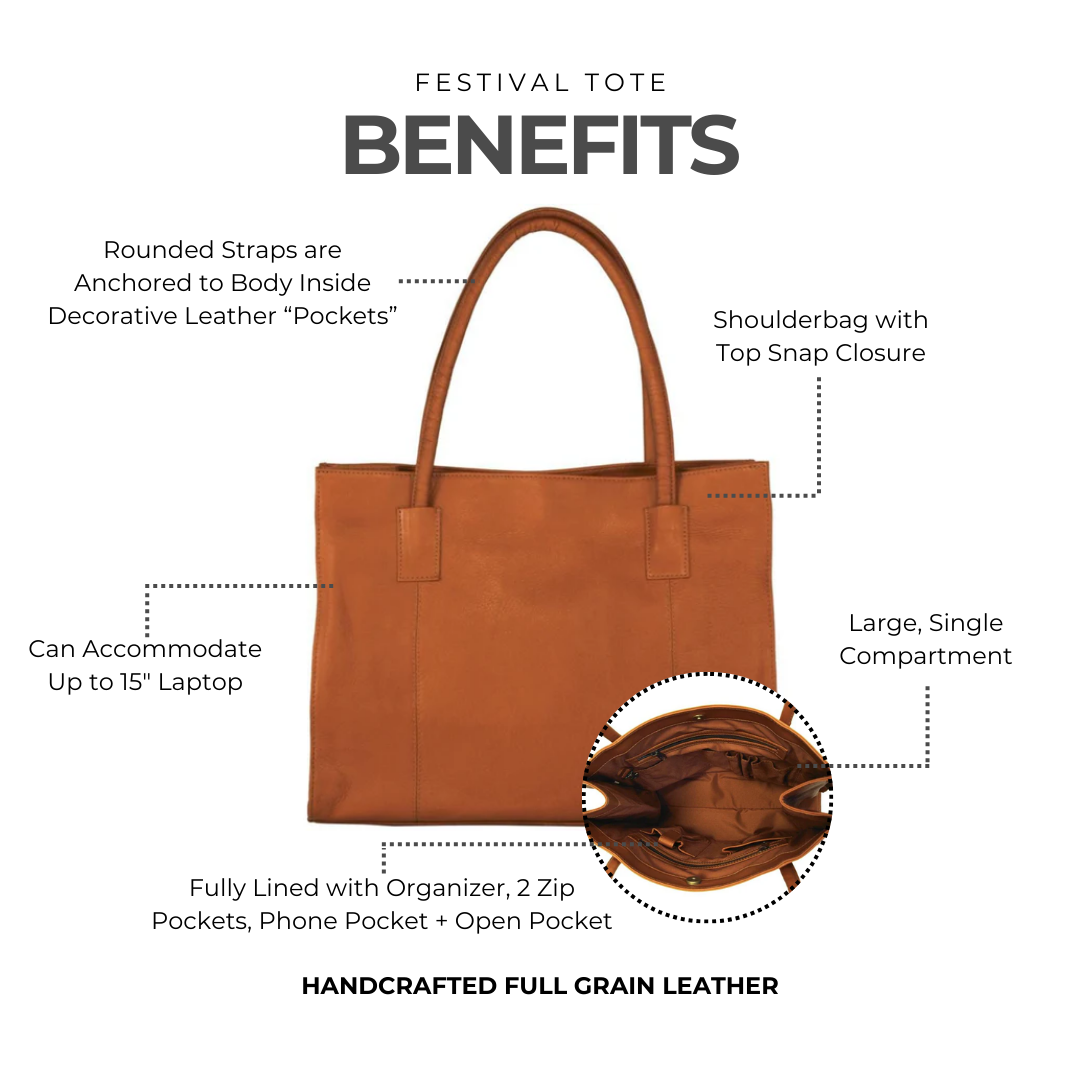 Festival Leather Tote Bag - Image 3