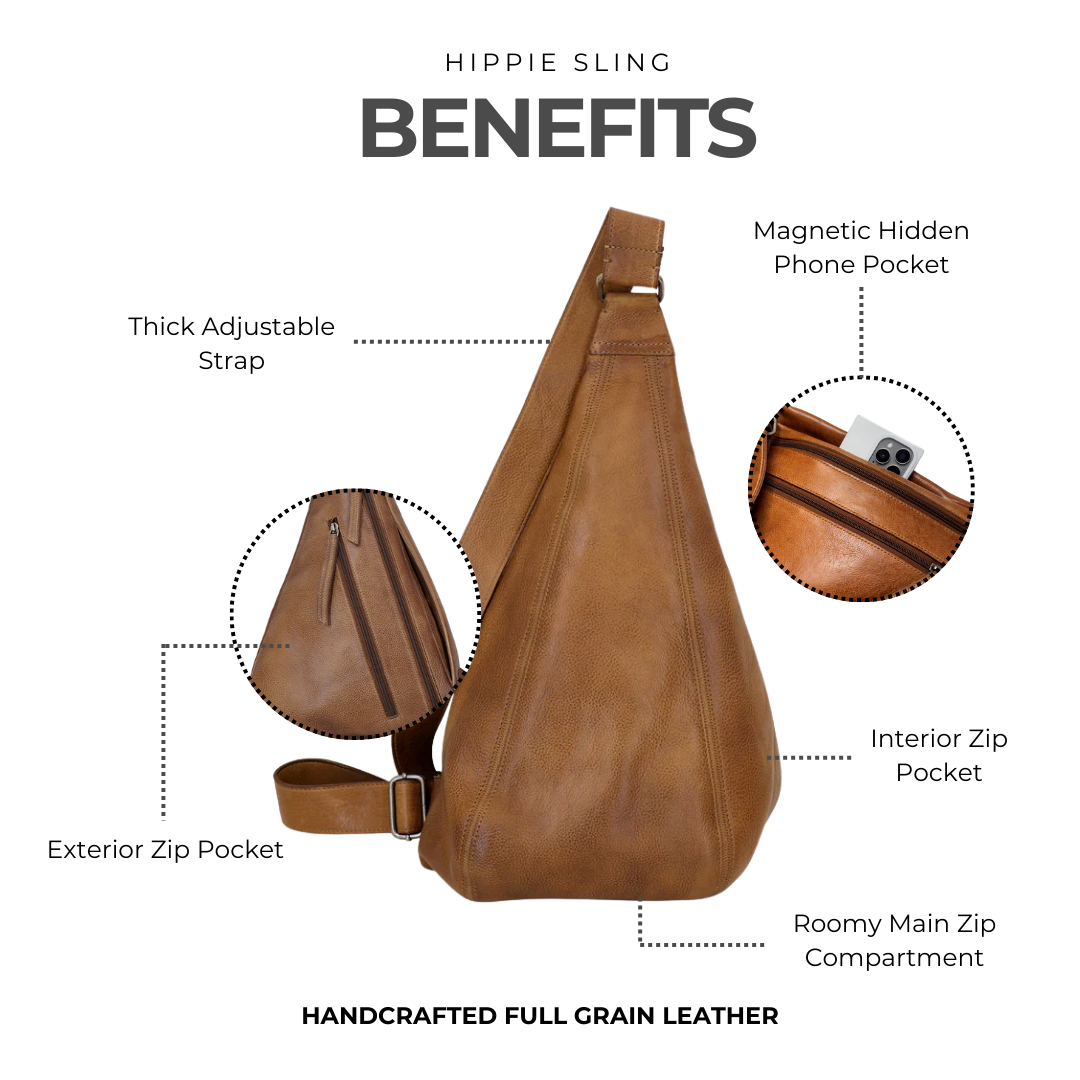 Hippie Leather Sling Bag - Image 5