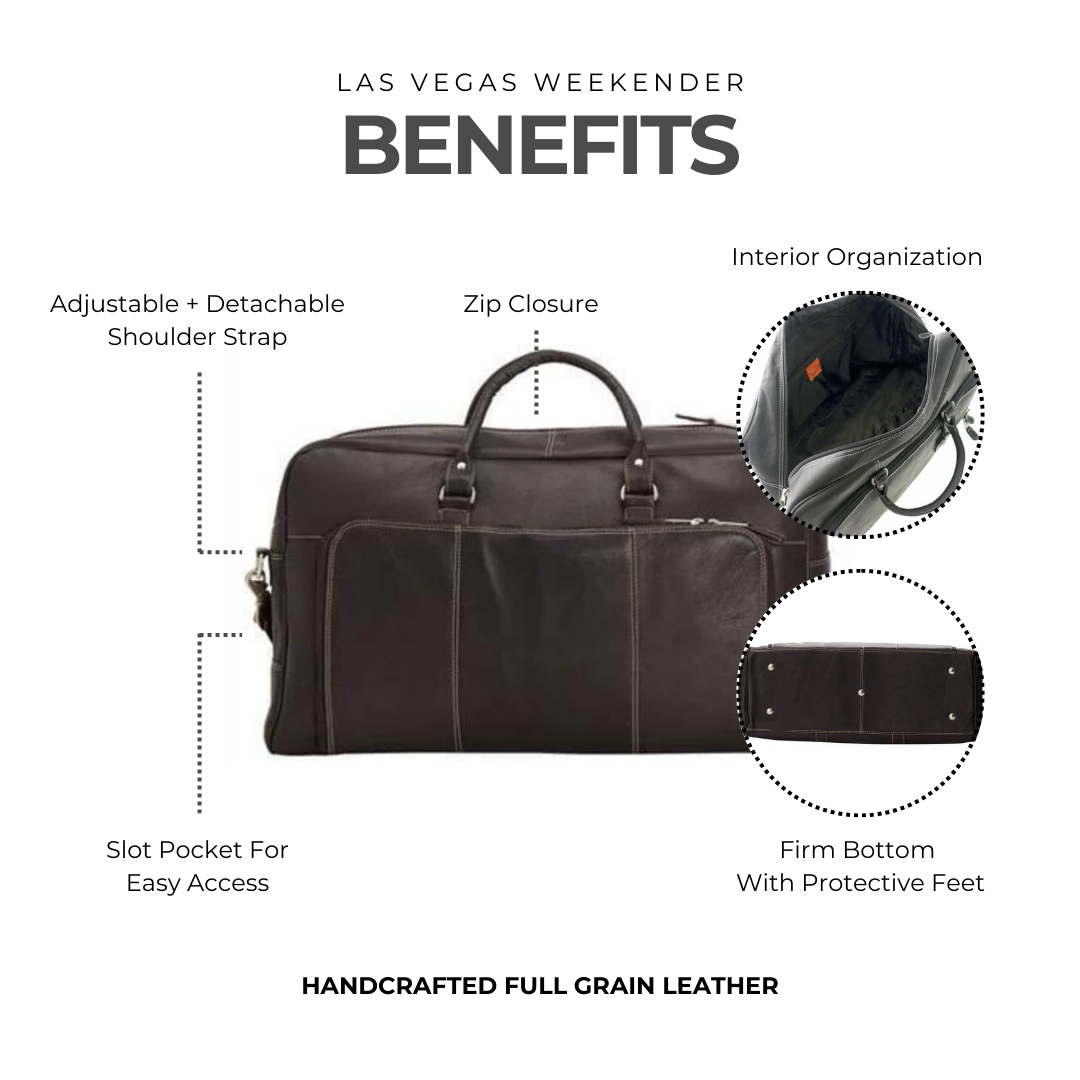 Las Vegas Leather Weekender Bag - Image 5