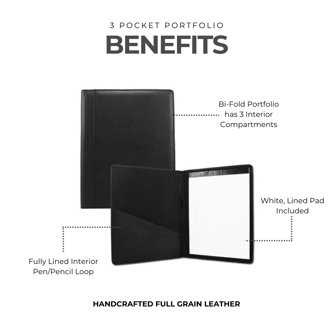 3 Pocket Leather Portfolio - Image 2